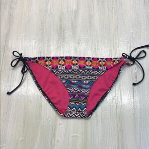 Hurley Pink and Multicolor Bikini Bottom Sz L